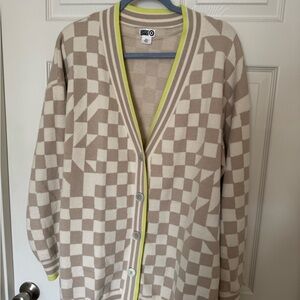Checkered Cardigan Sweater